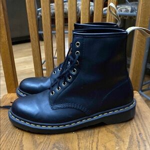 Dr. Martens Black Lace-Up Boots with Gold Stitching